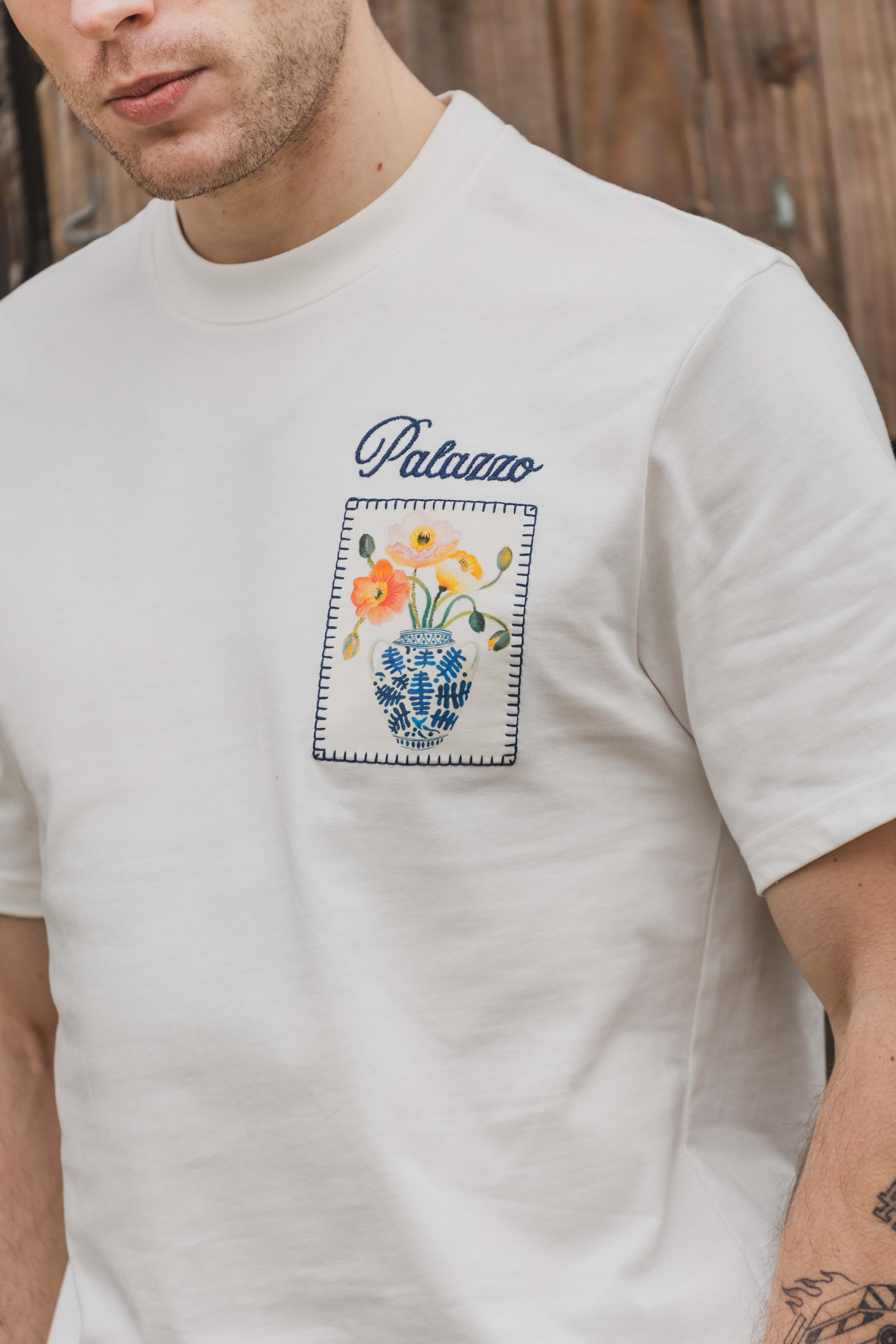 T-shirt Palazzo Flowers Blanc – Style Urbain et Minimaliste