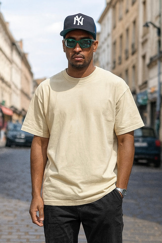 T-shirt Uni Beige - Premium et Oversize