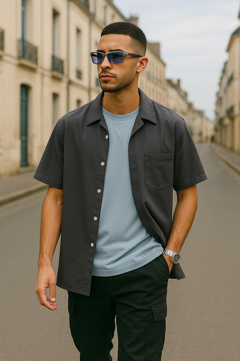 Chemise Berlin grise – Le flow froid venu du désert