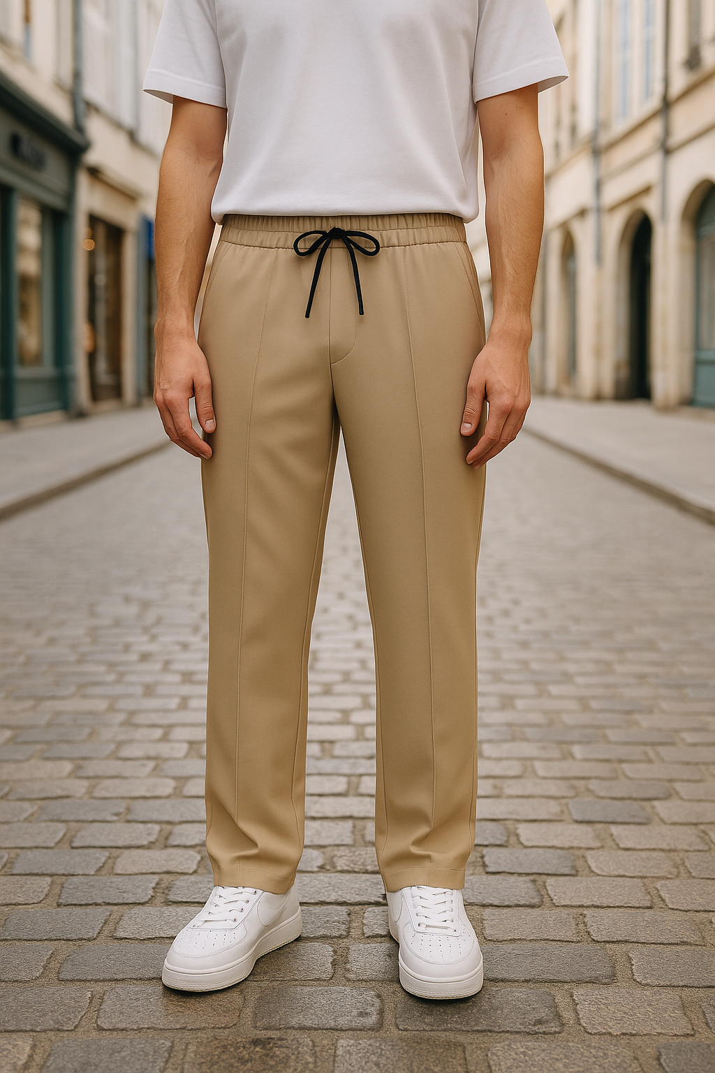 Pantalon Stockholm Beige – Street clean, coupe droite & Ligne tendance