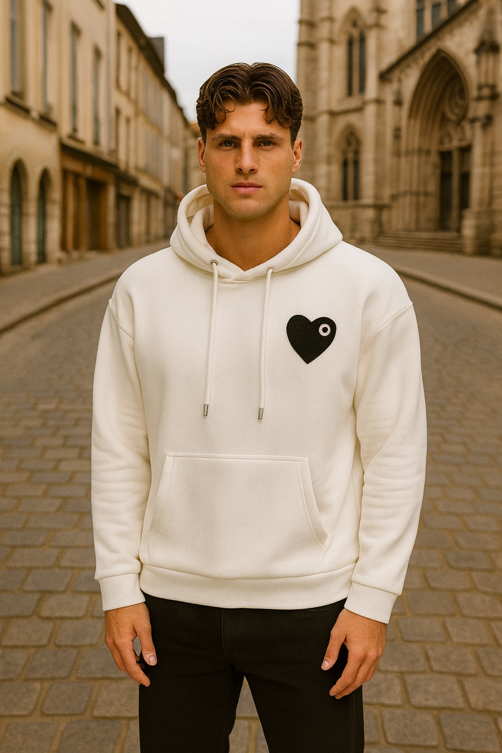 Sweat LOVE Blanc - Coeur brodé Noir