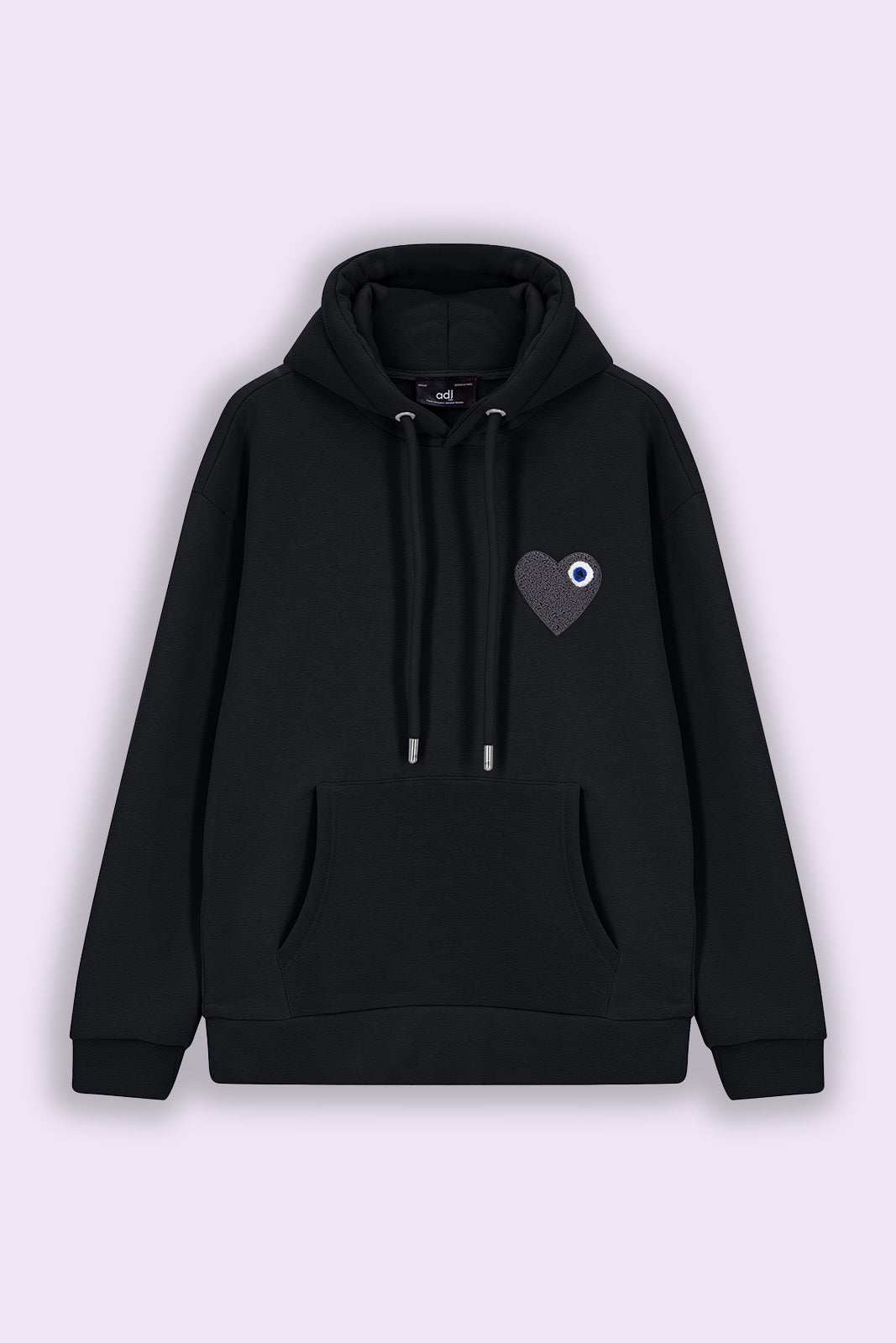 Sweat LOVE Noir - Coeur brodé Gris anthracite