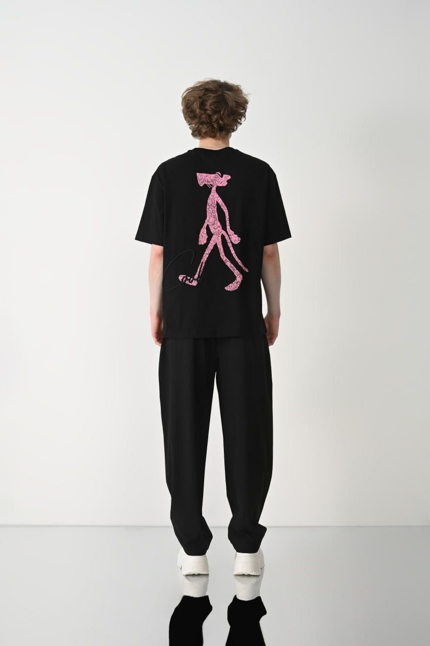 T-Shirt Panther Noir - Brodé look dessin animé