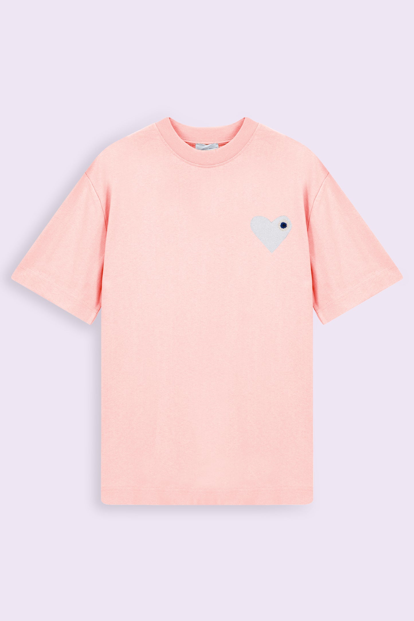 T-shirt LOVE Rose - Coeur brodé Blanc