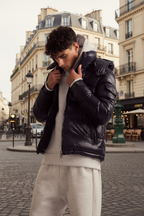 Doudoune Paris Marine : Droite & satiné