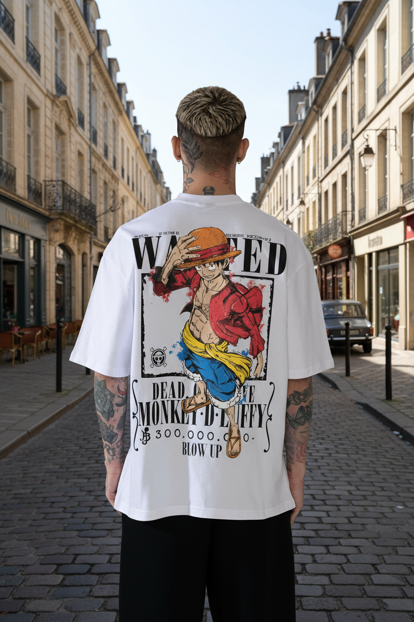T-shirt Chapeau de paille le J Blanc - Manga