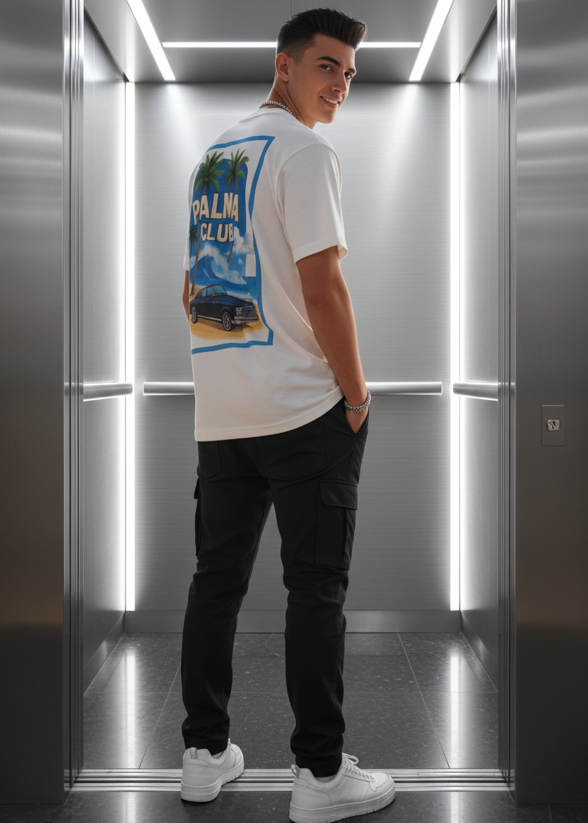 T-shirt Palma Club Blanc : Coupe oversize & Style minimaliste