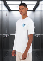 T-shirt LOVE Blanc : Coupe oversize & Coeur bleu
