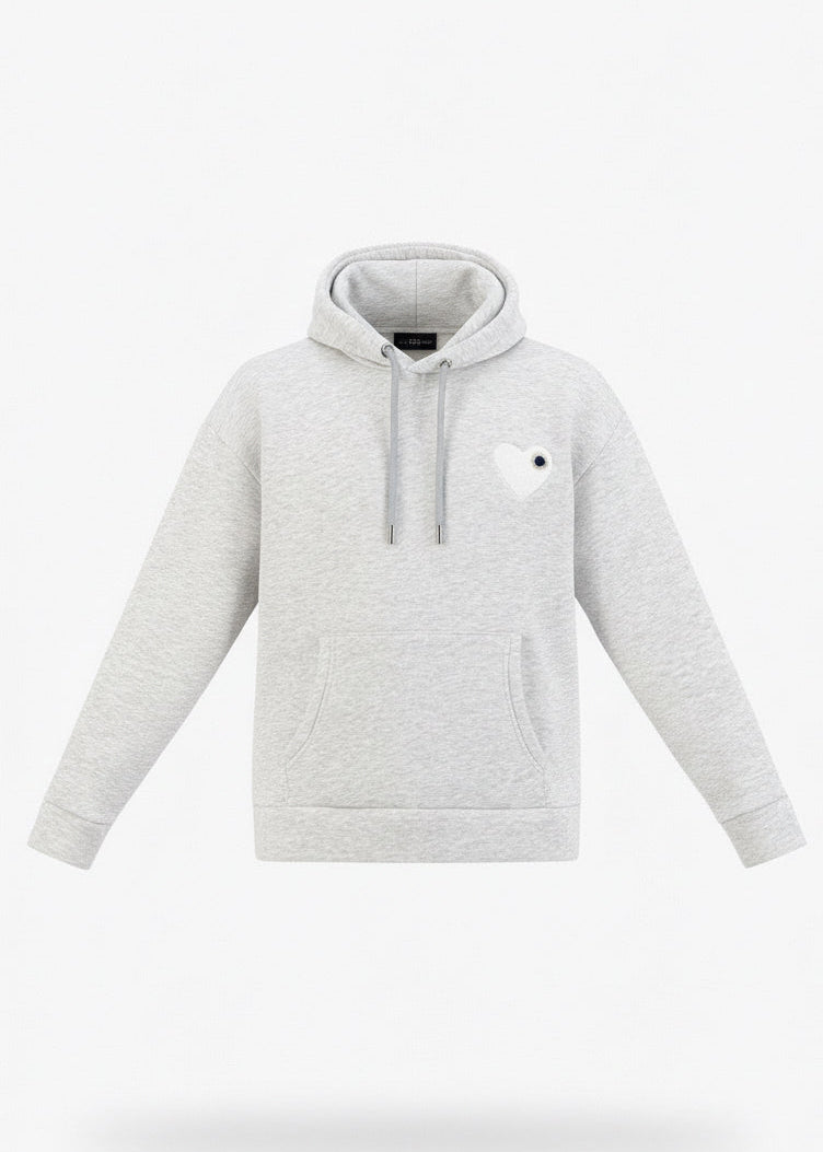 Sweat LOVE Gris : Coeur Blanc & Style minimaliste