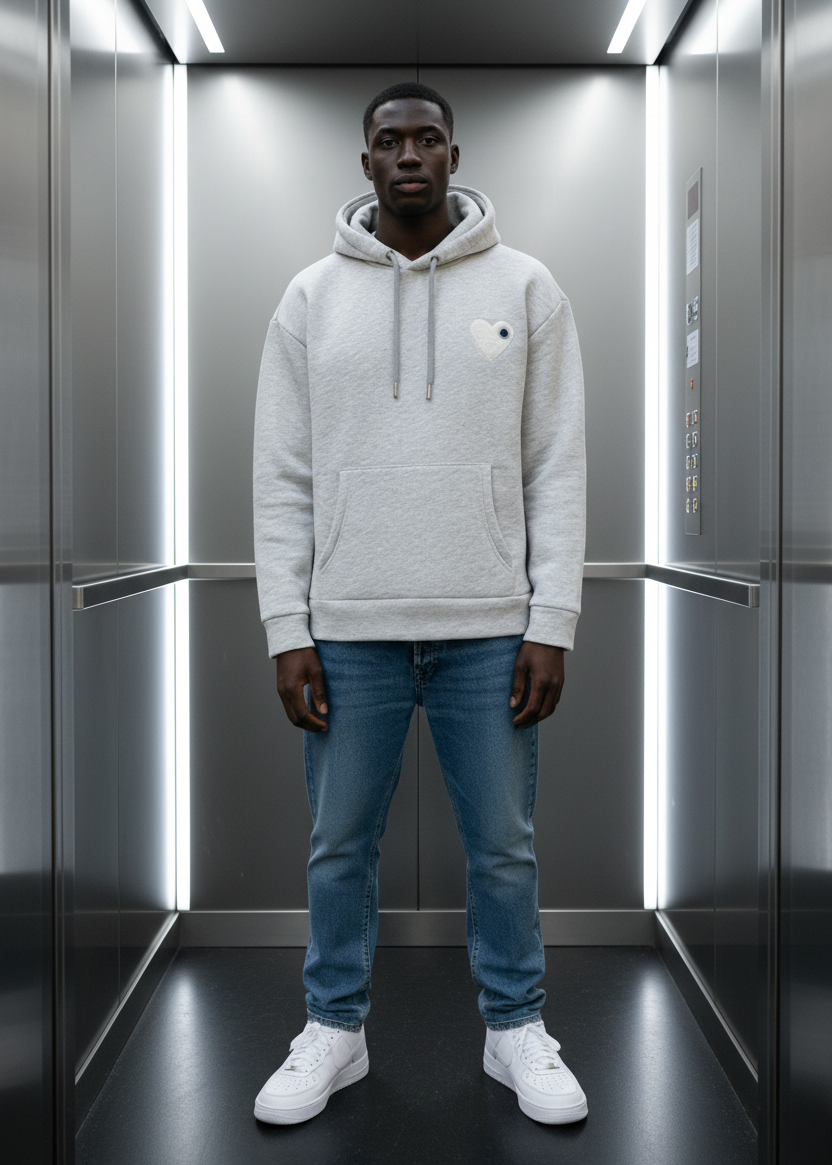 Sweat LOVE Gris : Coeur Blanc & Style minimaliste