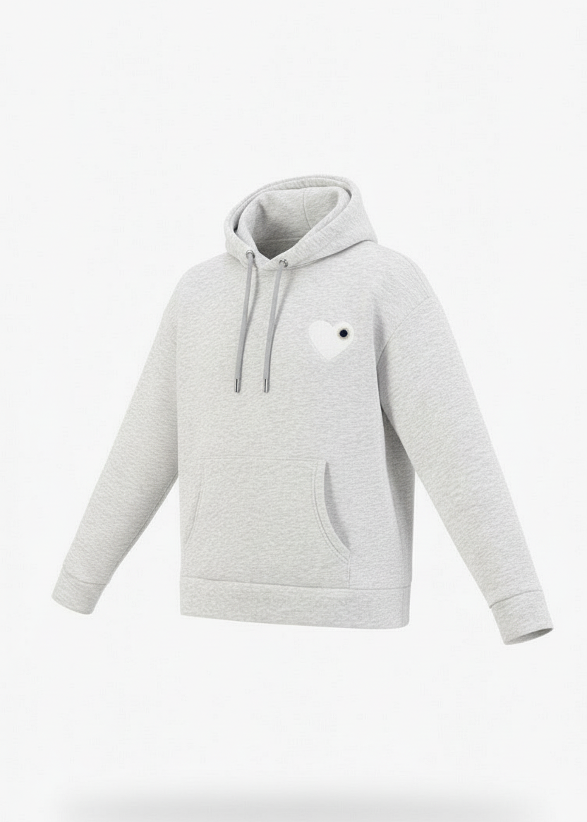 Sweat LOVE Gris : Coeur Blanc & Style minimaliste