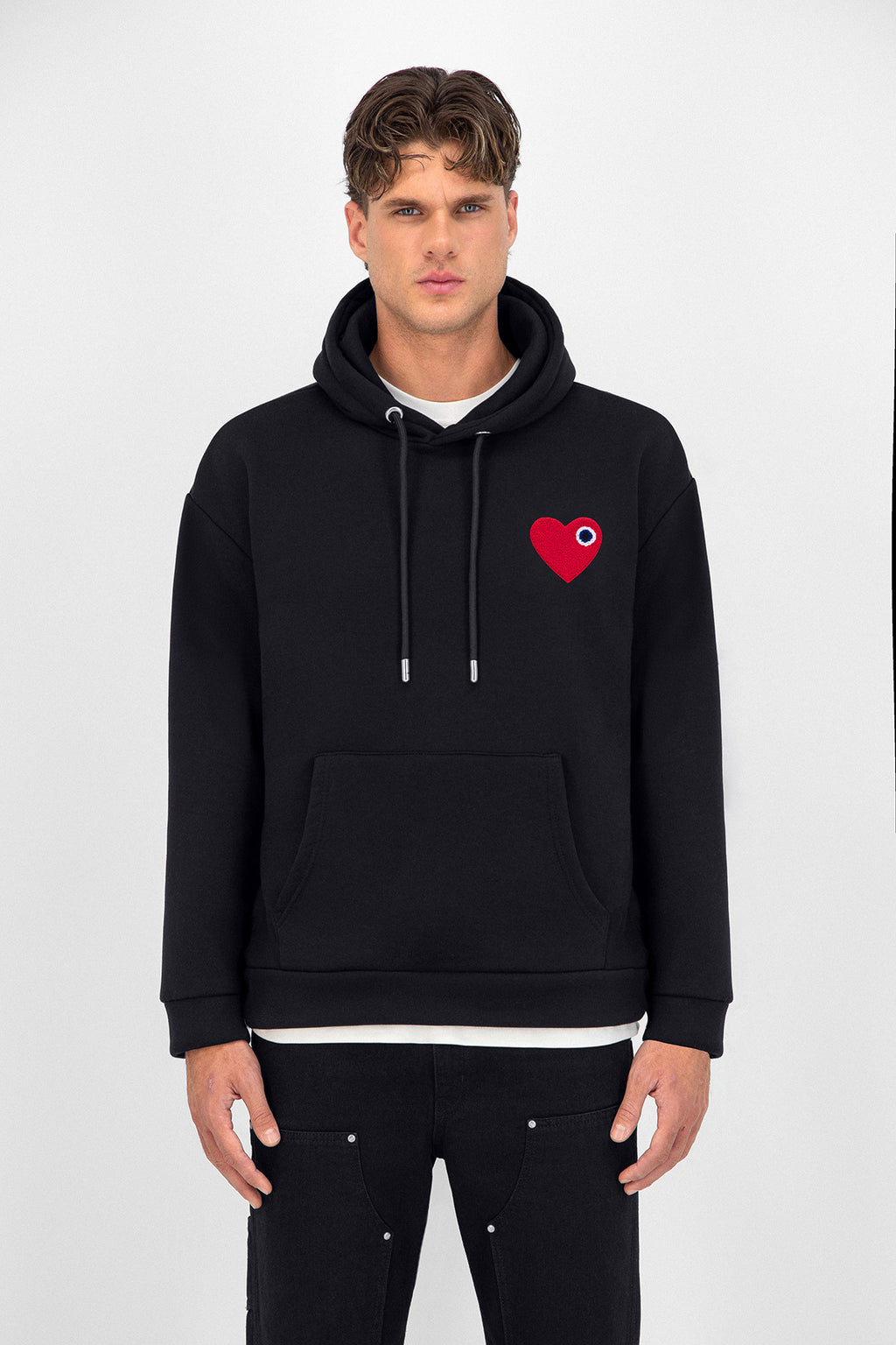 Sweat LOVE Noir - Coeur brodé Rouge