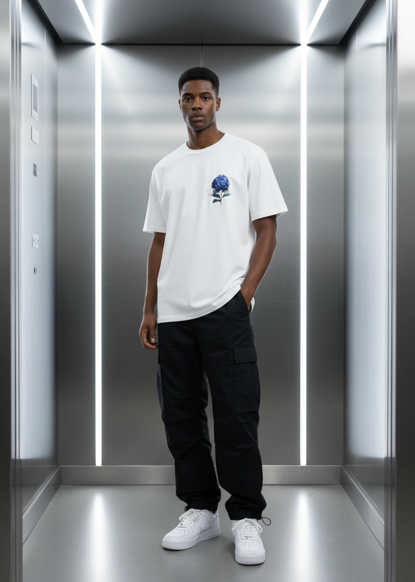 T-shirt Romantico Fleur Blanc : Coupe oversize & Style minimaliste