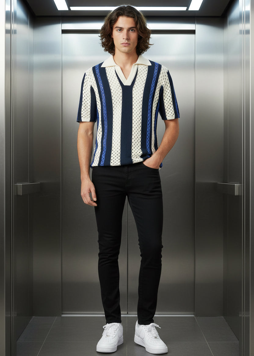 T-shirt St Tropez Blanc, Noir & Bleu : Coupe Oversive & London Style