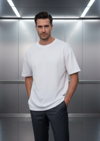 T-shirt Uni Blanc : Coupe Droite &  Style Côtelé