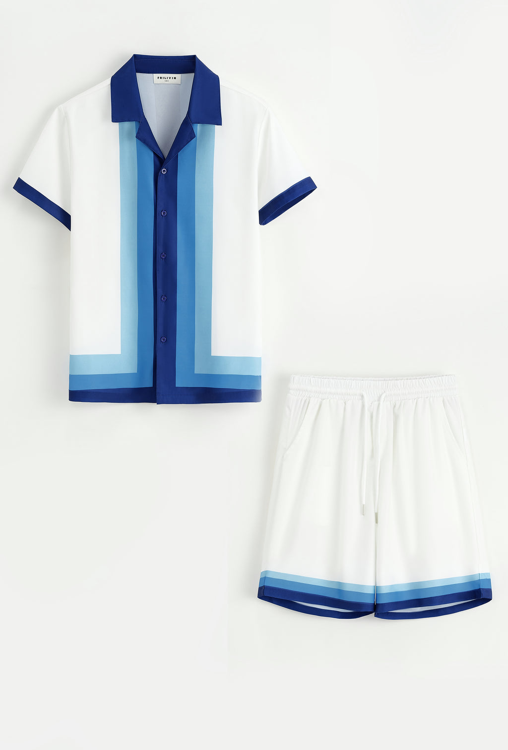Ensemble Short Manny Ribeira Blanc et bleu – La Classe garantie sous le soleil