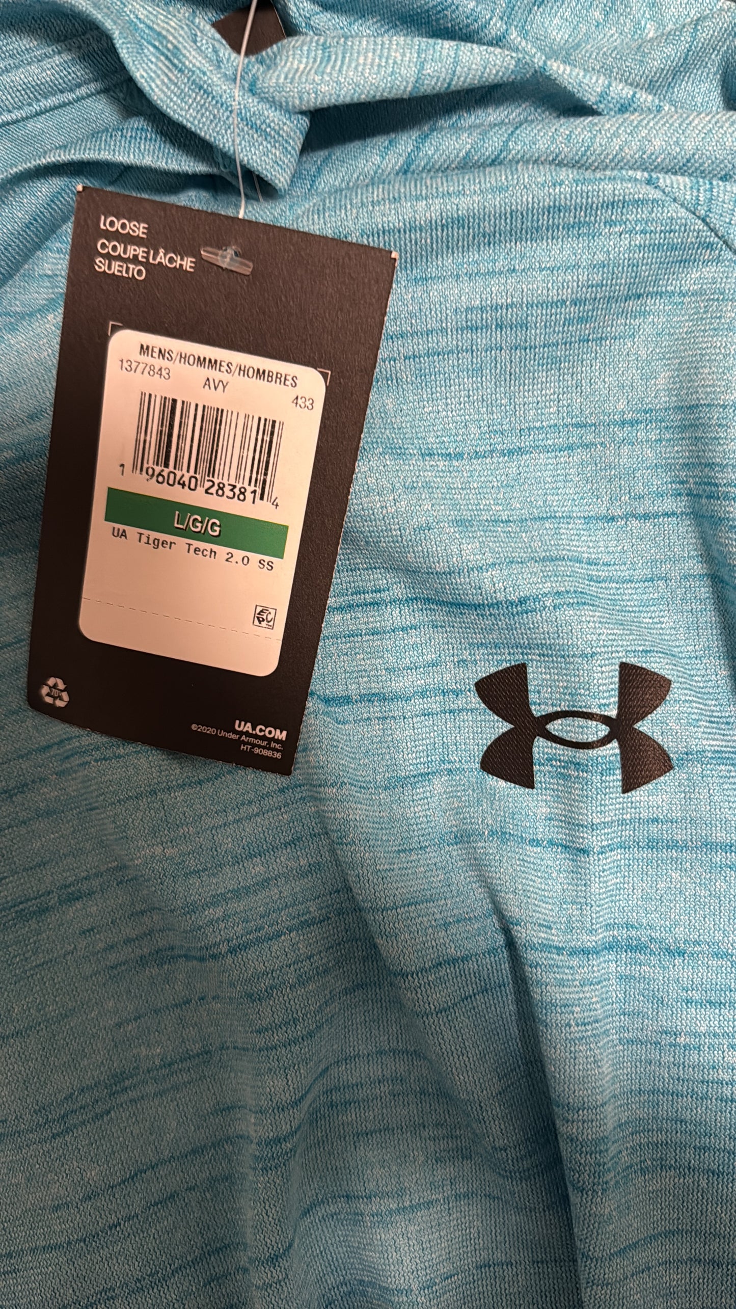 T-shirt Under Armor bleu ciel logo noir