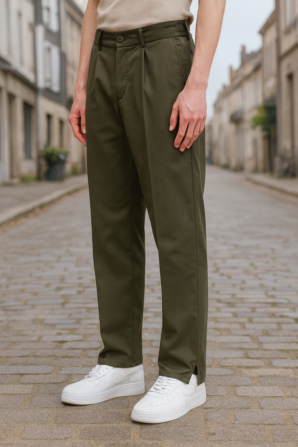 Pantalon Brooklyn Kaki – Street clean, coupe droite & Flow New-Yorkais