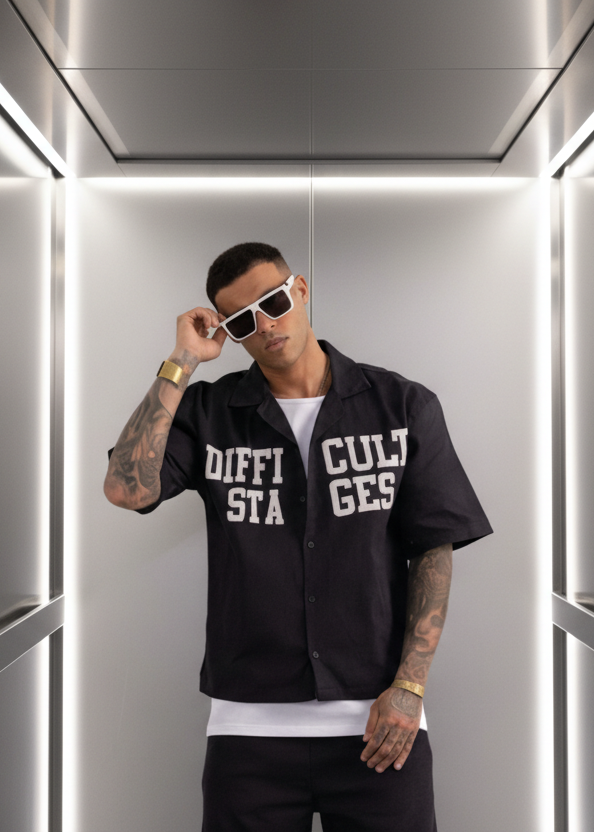 Ensemble Short Difficult Stages Noir : Oversize & Style London