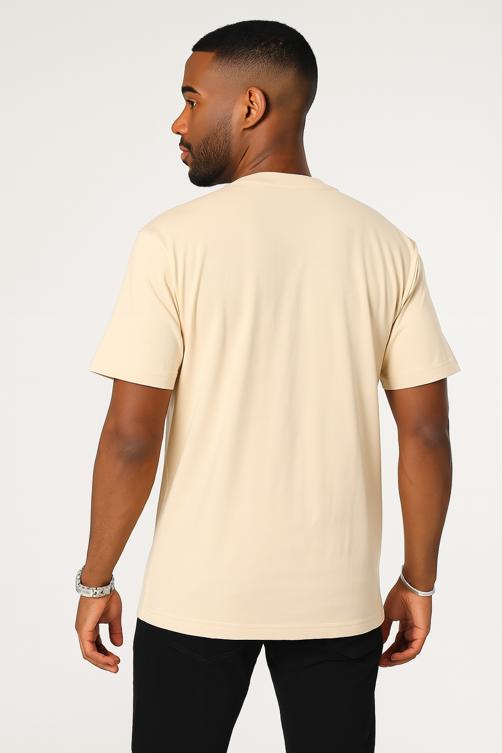 T-shirt LOVE Beige - Coeur brodé Bleu