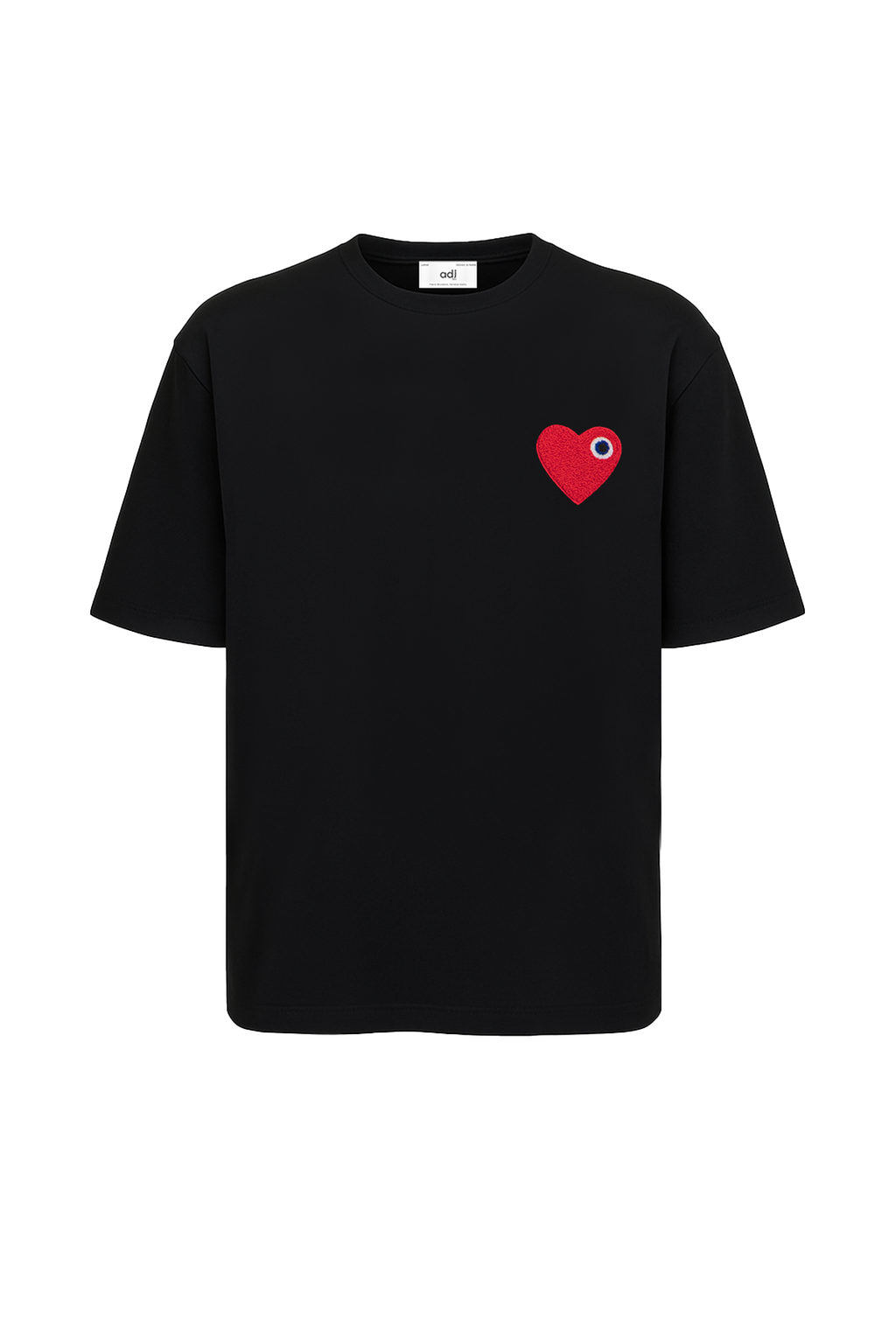 T-shirt LOVE Noir - Coeur brodé Rouge