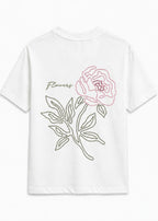 T-shirt Flowers Blanc : Coupe Oversize & Style Minimaliste
