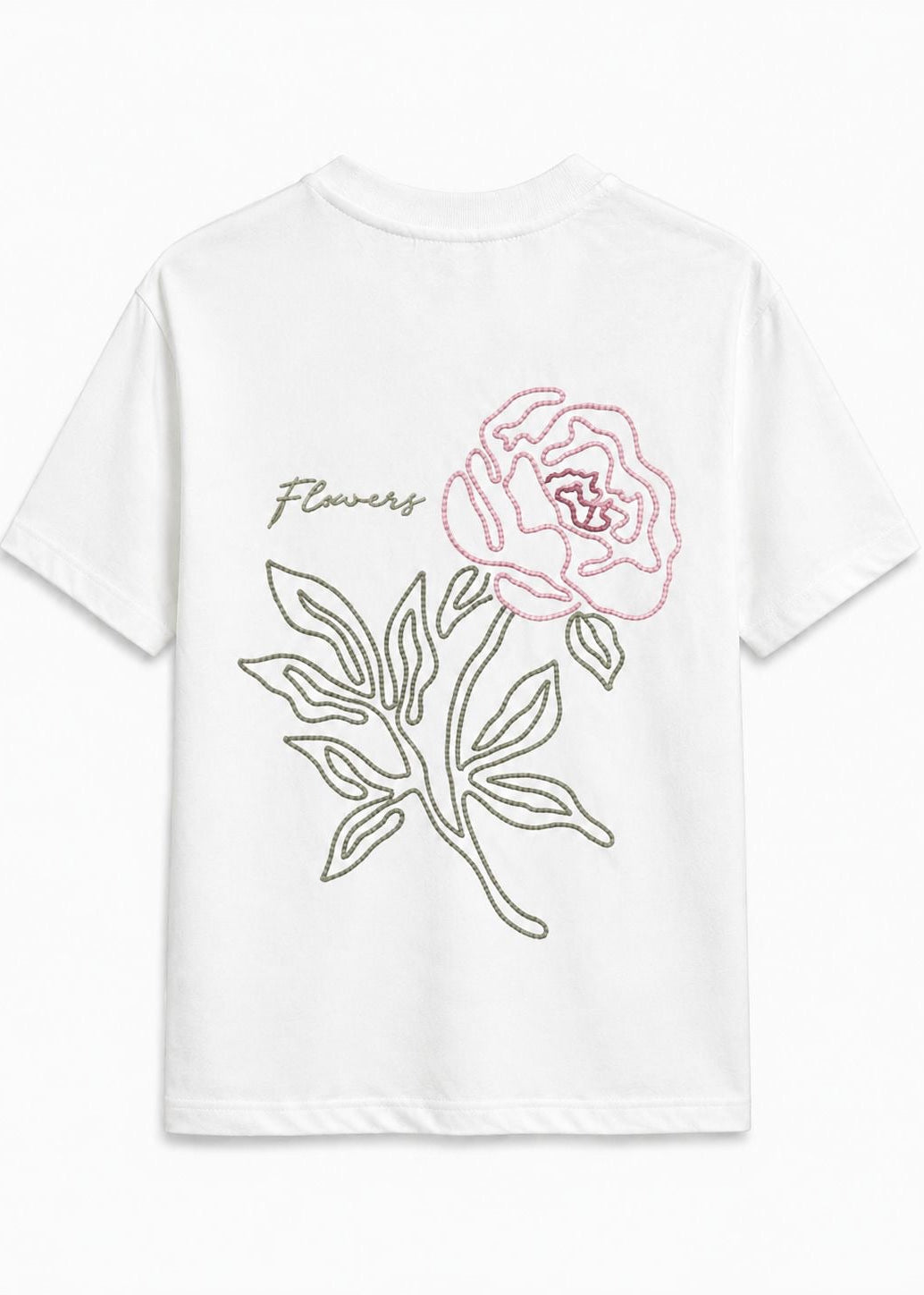 T-shirt Flowers Blanc : Coupe Oversize & Style Minimaliste