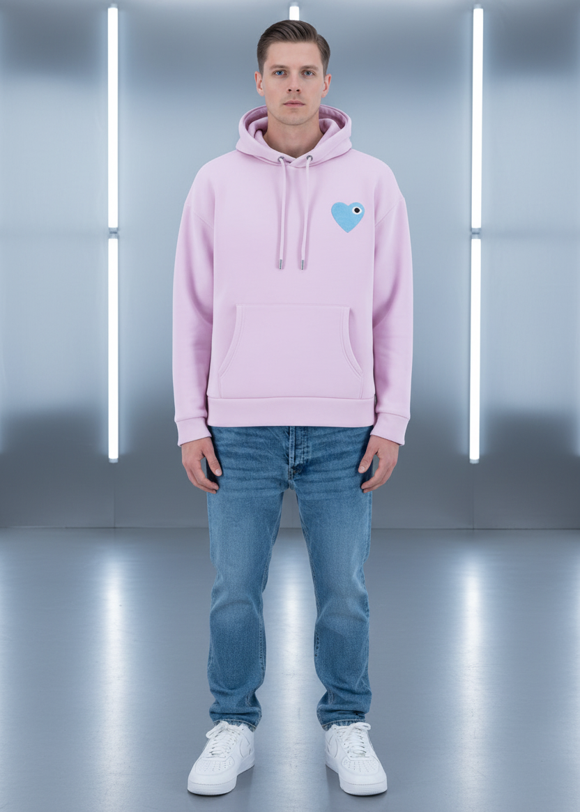 Sweat LOVE Rose : Coeur Bleu & Style minimaliste