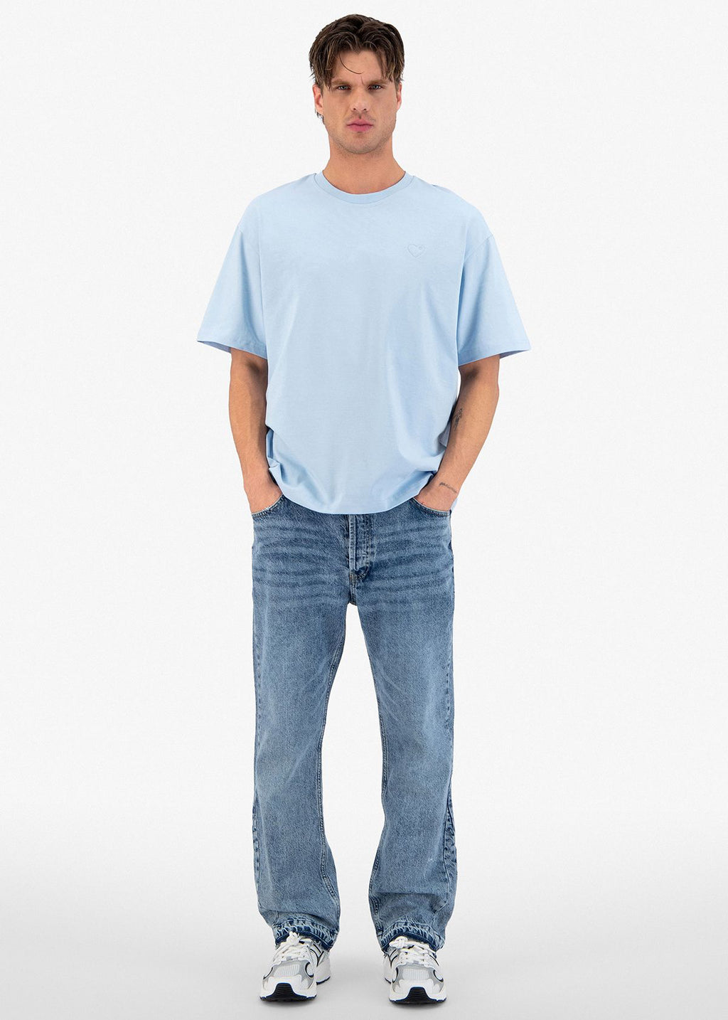 T-shirt LOVE Full Bleu : Coupe oversize