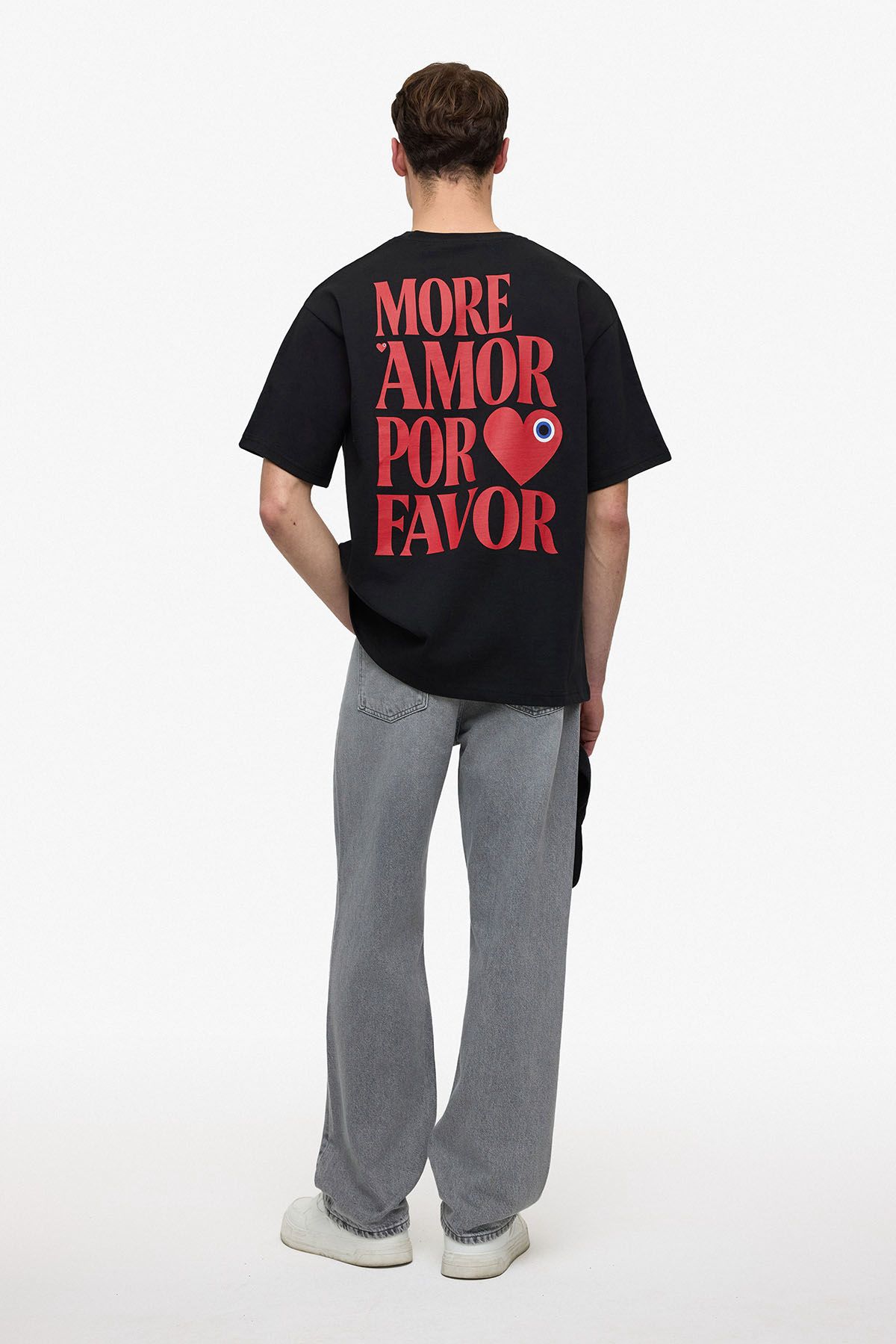 T-shirt More Amor Por Favor Noir : Coupe Oversize & Style Minimaliste