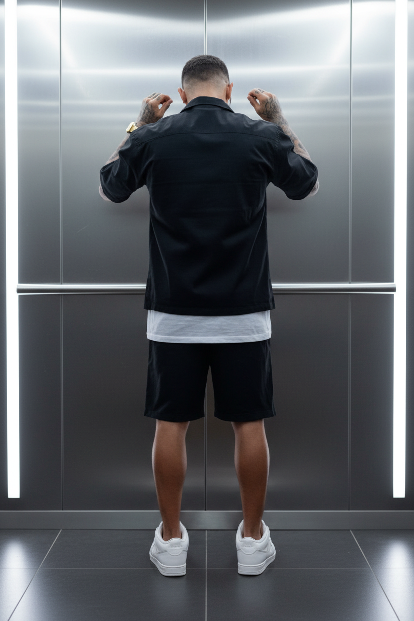 Ensemble Short Difficult Stages Noir : Oversize & Style London