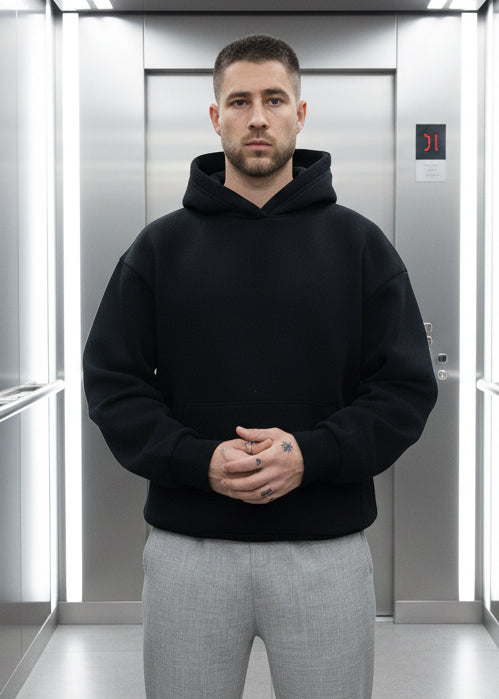 Sweat Uni Noir : Coupe oversize & Style Urbain