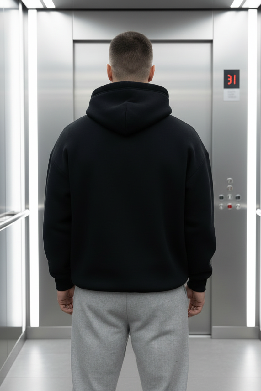 Sweat Uni Noir : Coupe oversize & Style Urbain
