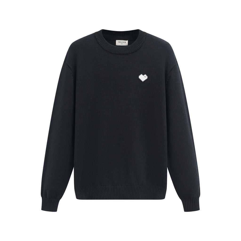 Pull Venise Noir - Uni & Double Cœur