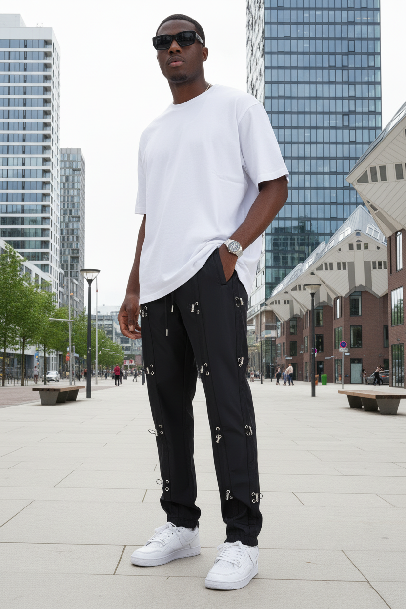 Pantalon Rotterdam Noir – Coupe Street droite & Flow Design