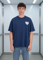 T-shirt LOVE Bleu : Coupe oversize & Coeur blanc