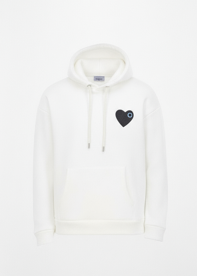 Sweat LOVE Blanc : Coeur Anthracite & Style minimaliste