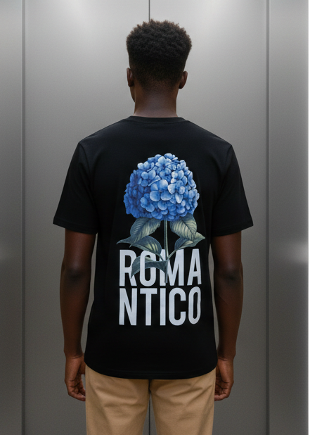 T-shirt Jardin Romantico Fleur Noir : Coupe droite & Style Minimaliste