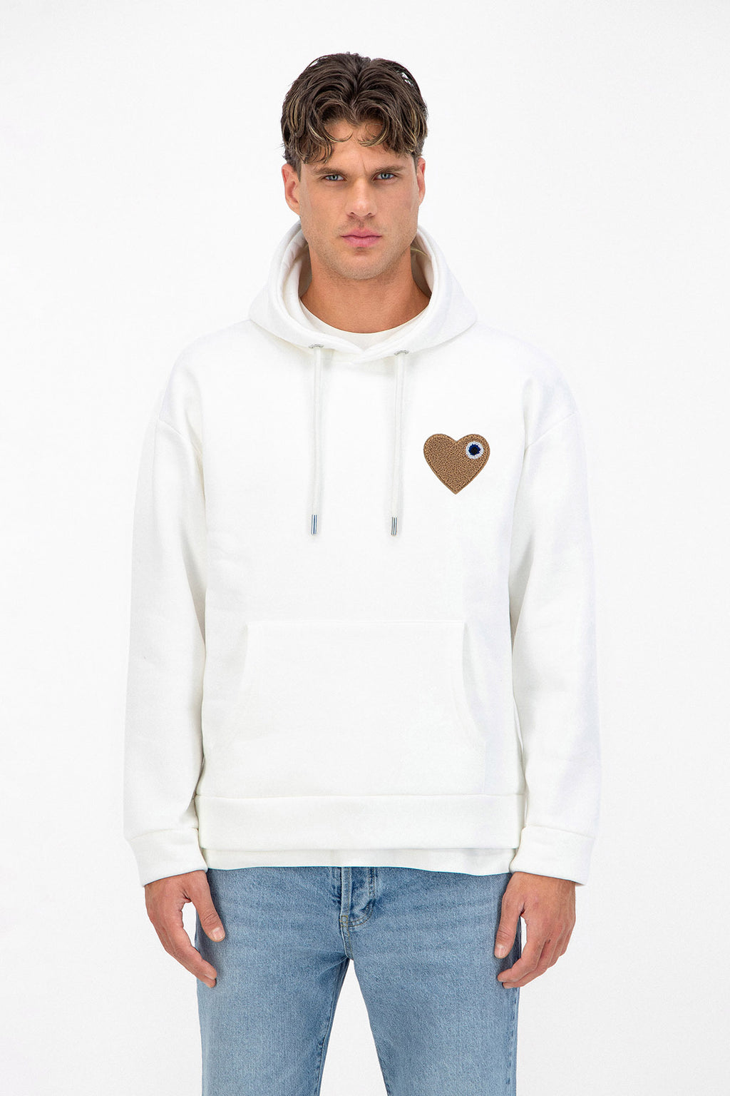 Sweat LOVE Blanc - Coeur brodé Beige