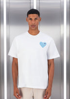 T-shirt LOVE Blanc : Coupe oversize & Coeur bleu