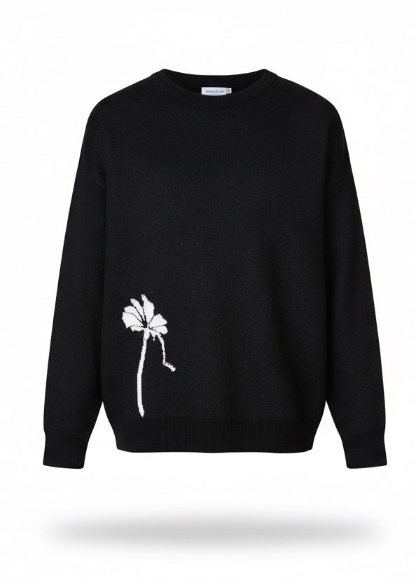 Pull Cannes Noir : Coupe droite  & Code Fleur