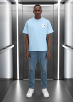 T-shirt LOVE Bleu : Coupe oversize & Coeur blanc