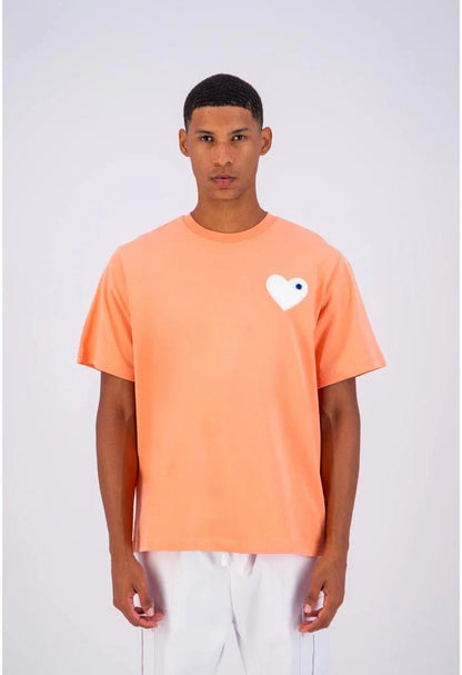 T-shirt LOVE Saumon - Coeur brodé Blanc