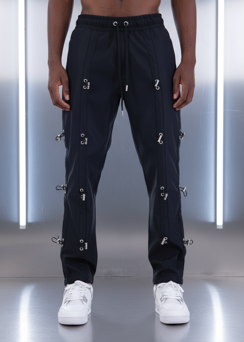 Pantalon Rotterdam Noir : Coupe droite & Flow acier