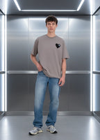 T-shirt LOVE Marron : Coupe oversize & Coeur noir