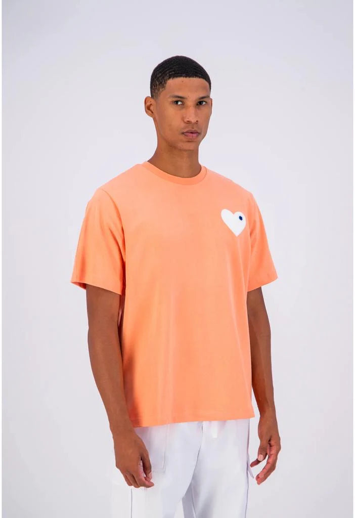 T-shirt LOVE Saumon - Coeur brodé Blanc