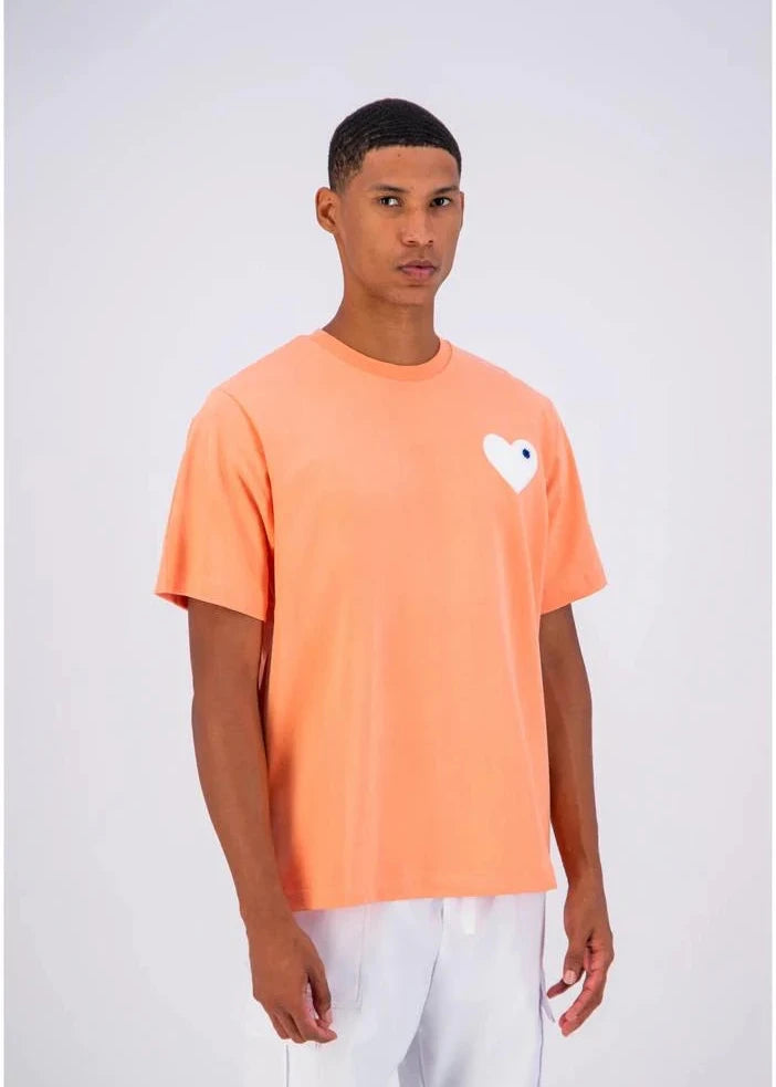 T-shirt LOVE Saumon : Coupe Oversize & Coeur blanc