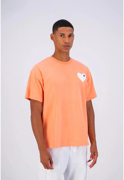 T-shirt LOVE Saumon - Coeur brodé Blanc