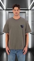 T-shirt LOVE Vert : Coupe oversize & Coeur noir