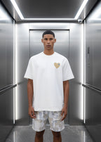 T-shirt LOVE Blanc : Coupe Oversize & Coeur Beige